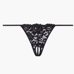 SavageXFenty Crotchless String of Pearls Thong in Black size Medium